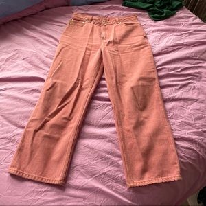 Ganni pink wide leg jeans
